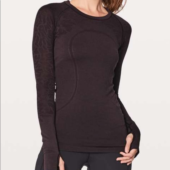 lululemon athletica Tops - 🍋 Lululemon swiftly tech long sleeve crew, black cherry/black. Size 10 GUC